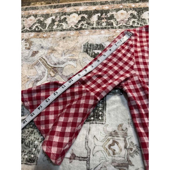 Gilli Red Gingham Wrap Tie Bell Sleeve Cropped Top Size L Boho Western - Picture 5 of 7